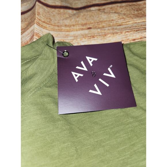 AVA VIV Women's Long Sleeve T-Shirt Top Olive Green Casual Basic - Picture 6 of 7